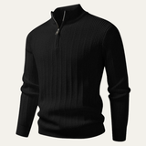 The Hadley Men’s Half Zip Knitted Sweater – Stand Collar Ribbed Pullover