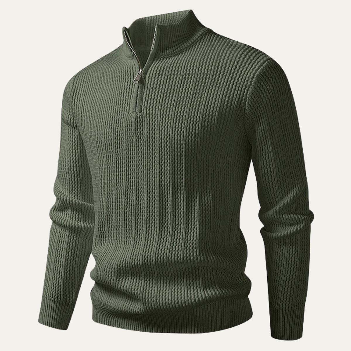 The Hadley Men’s Half Zip Knitted Sweater – Stand Collar Ribbed Pullover
