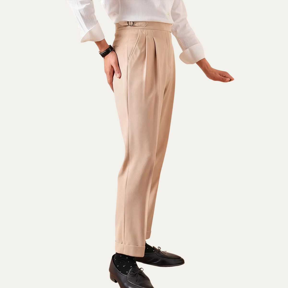 The Riva Garda Men’s High Waist Double Pleated Pants