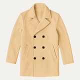 The Carlisle Men’s Warm Winter  Double Breasted Wool Peacoat – Khaki
