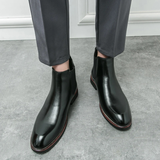 The Geneva Men’s Classic Leather Chelsea Boots with Rubber Sole – Black