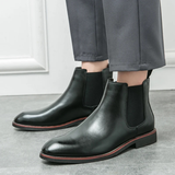 The Geneva Men’s Classic Leather Chelsea Boots with Rubber Sole – Black