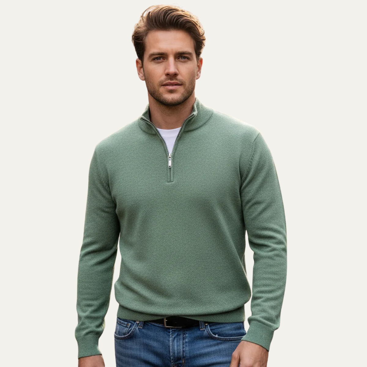 The Carver Men’s Soft Knit Casual Half Zip Cotton Sweater