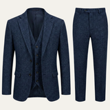 The Norwood Men’s Tweed 3 Piece Suit – Slim Fit Herringbone Jacket, Waistcoat & Trousers