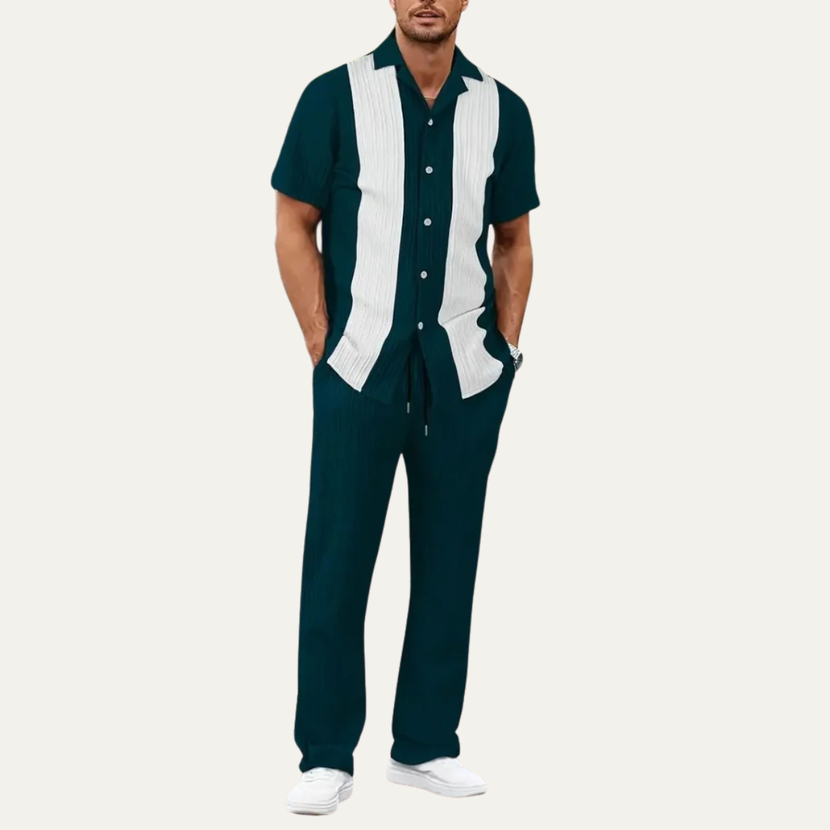 The Chianti Men’s Trendy Striped 2 Piece Outfit Set – Shirt and Trousers