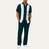 The Chianti Men’s Trendy Striped 2 Piece Outfit Set – Shirt and Trousers