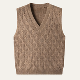 The Alberobello Men’s Warm Textured Knitted V Neck Vest