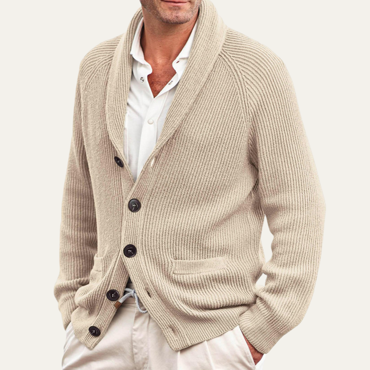 The Oxford Men’s Shawl Collar Knitted Button-Up Cardigan