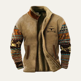 The Maddison Men’s Vintage Warm Sherpa Lined Winter Coat with Patterned Sleeves