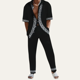 The Cortona Men’s Lightweight Striped 2 Piece Outfit Set – Shirt and Trousers