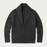 The Aldercrest Men’s Chunky Button-Up Knitted Shawl Collar Cardigan