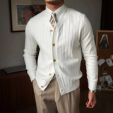 The Venice Men’s Smart Casual Button-Up Knit Ribbed Cardigan