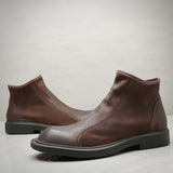 The Bari Men's Warm Plush Zip Up Leather Ankle Boots