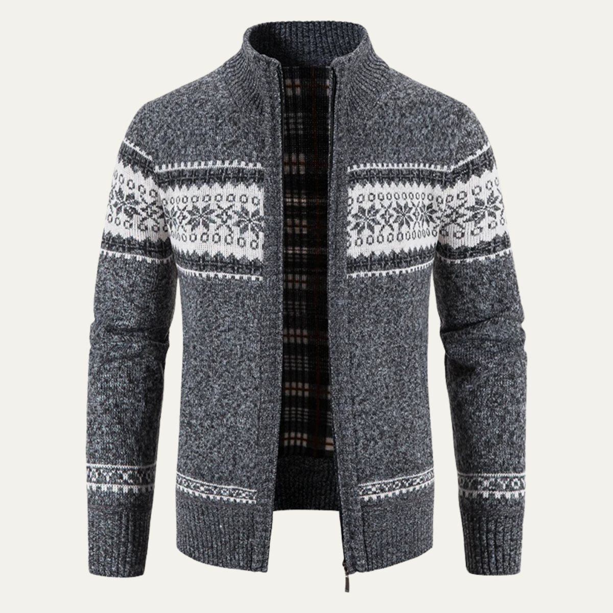 The Castello Men’s Knitted Zip-Up Cardigan with Cable Pattern