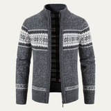 The Castello Men’s Knitted Zip-Up Cardigan with Cable Pattern