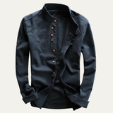 The Fairhill Men’s Japanese Style Linen Cotton Stand Collar Shirt