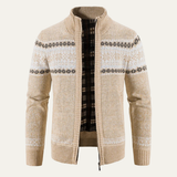 The Castello Men’s Knitted Zip-Up Cardigan with Cable Pattern