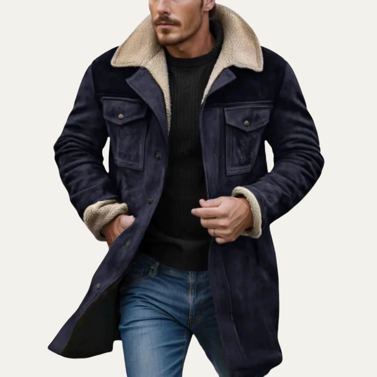 The Crestview Men’s Vintage Shearling Lined Warm Winter Jacket