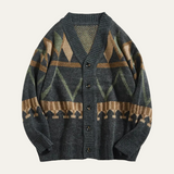 The Redruth Men’s Vintage Geometric Button-Up Cardigan