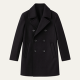 The Buckingham Men’s Warm Winter  Double Breasted Wool Peacoat – Black