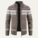 The Castello Men’s Knitted Zip-Up Cardigan with Cable Pattern