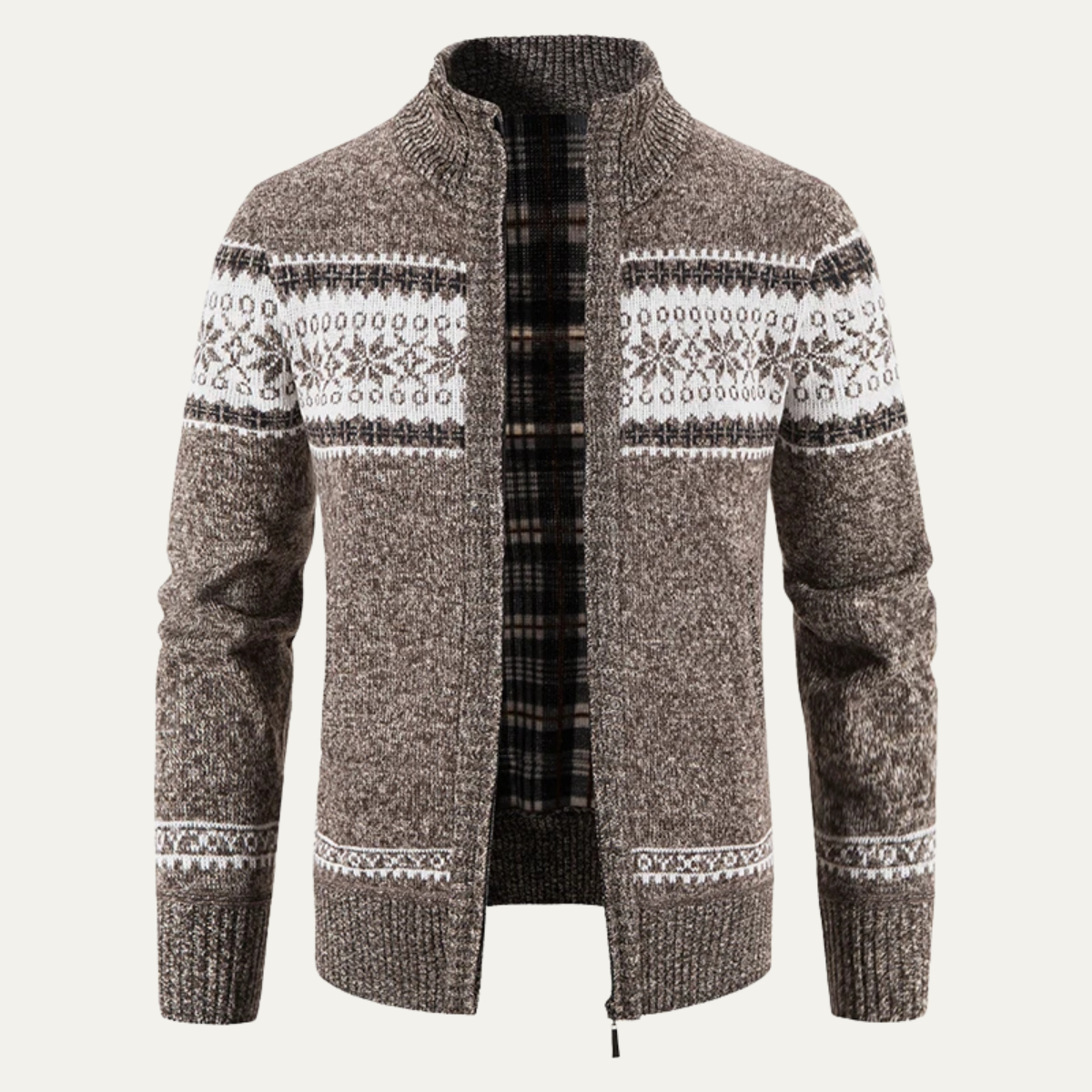 The Castello Men’s Knitted Zip-Up Cardigan with Cable Pattern