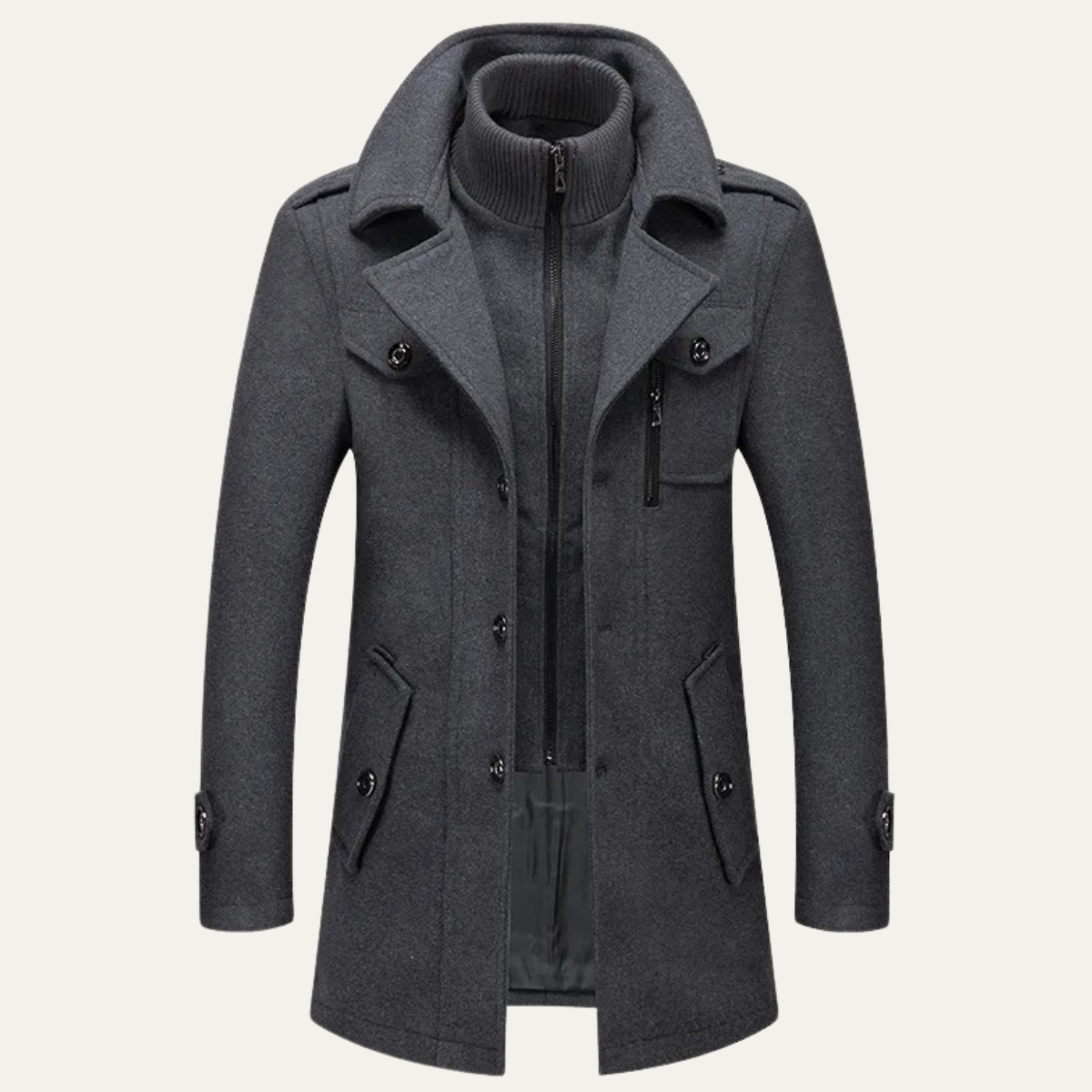 The Edgemont Men’s Double Collar Wool Blend Trench Coat