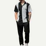 The Montepulciano Men’s Casual Striped 2 Piece Outfit Set – Shirt and Trousers