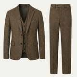 The Norwood Men’s Tweed 3 Piece Suit – Slim Fit Herringbone Jacket, Waistcoat & Trousers