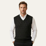 The Alberobello Men’s Warm Textured Knitted V Neck Vest