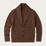 The Aldercrest Men’s Chunky Button-Up Knitted Shawl Collar Cardigan