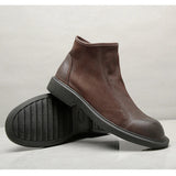 The Bari Men's Warm Plush Zip Up Leather Ankle Boots