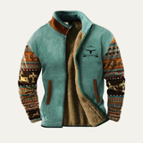 The Maddison Men’s Vintage Warm Sherpa Lined Winter Coat with Patterned Sleeves