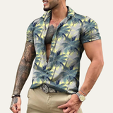 The Silverfield Men’s Lightweight Tropical Coconut Print Hawaiian Beach Shirt