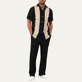 The Chianti Men’s Trendy Striped 2 Piece Outfit Set – Shirt and Trousers
