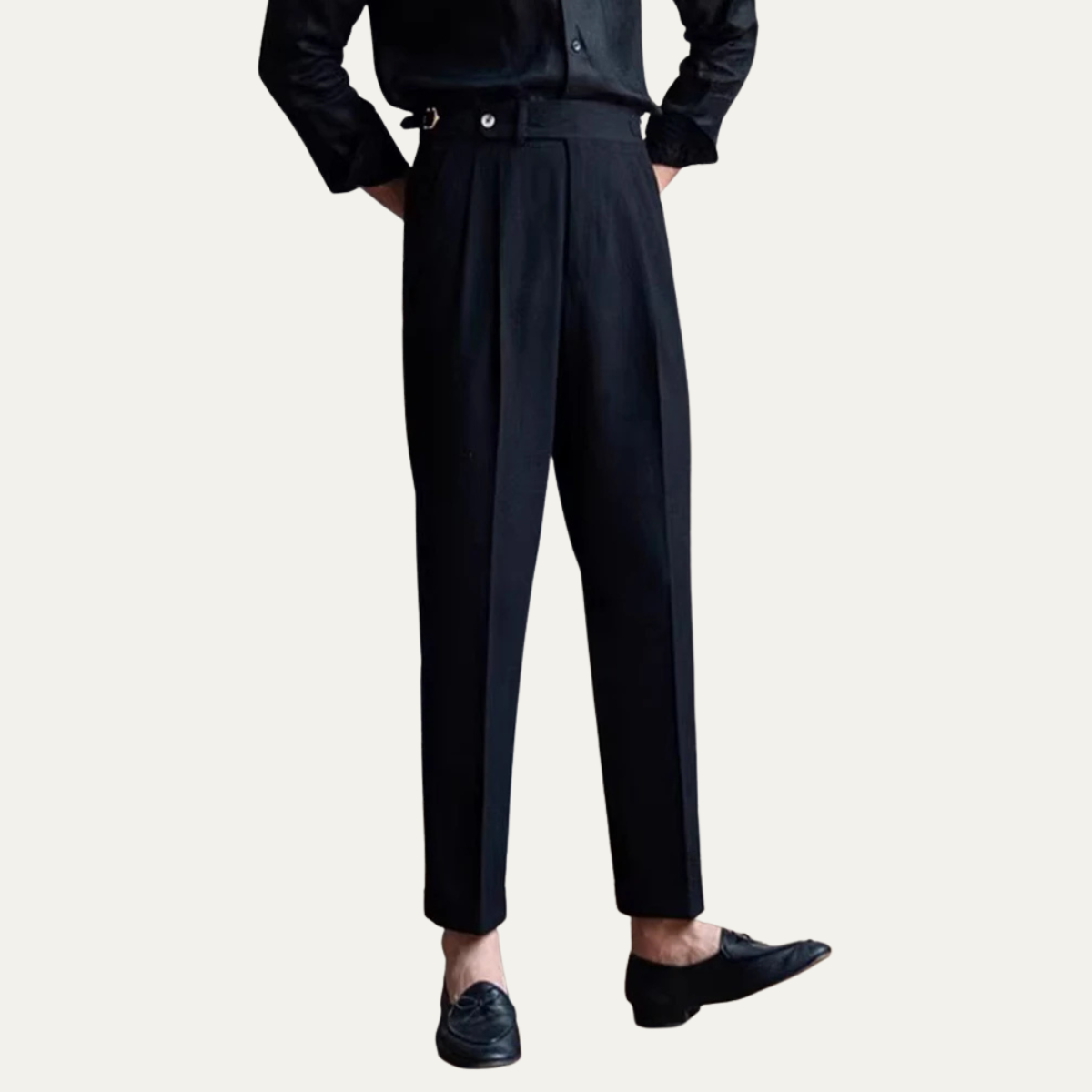The Riccione Men’s Slim Fit High Waist Pleated Dress Pants