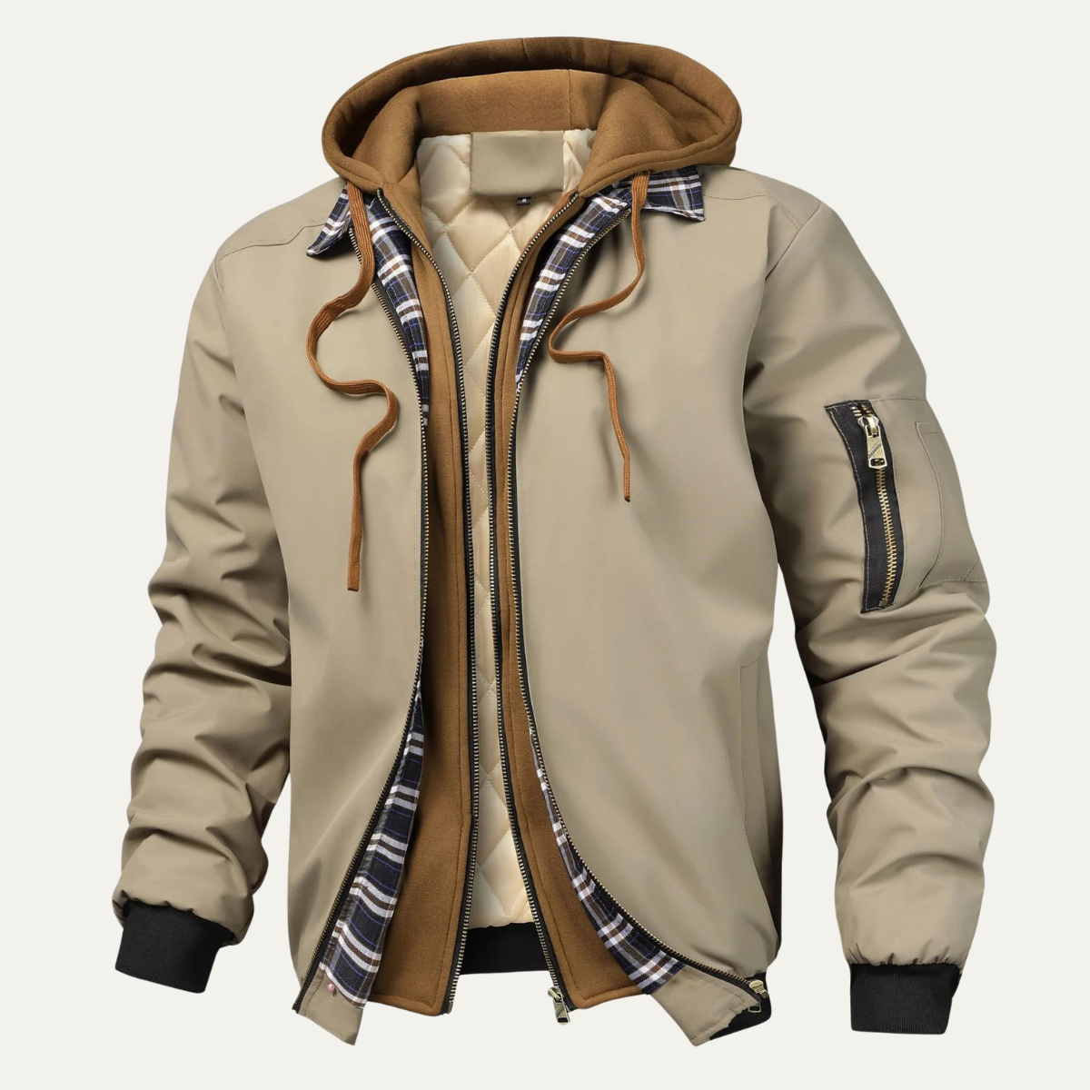 The Lecco Men’s Multi Layer Hooded Bomber Jacket