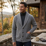 The Aldercrest Men’s Chunky Button-Up Knitted Shawl Collar Cardigan