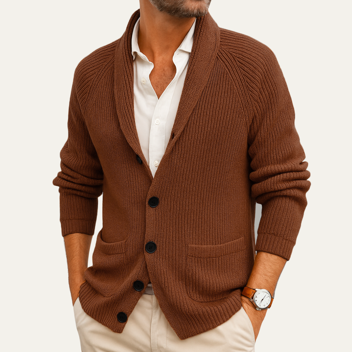 The Oxford Men’s Shawl Collar Knitted Button-Up Cardigan