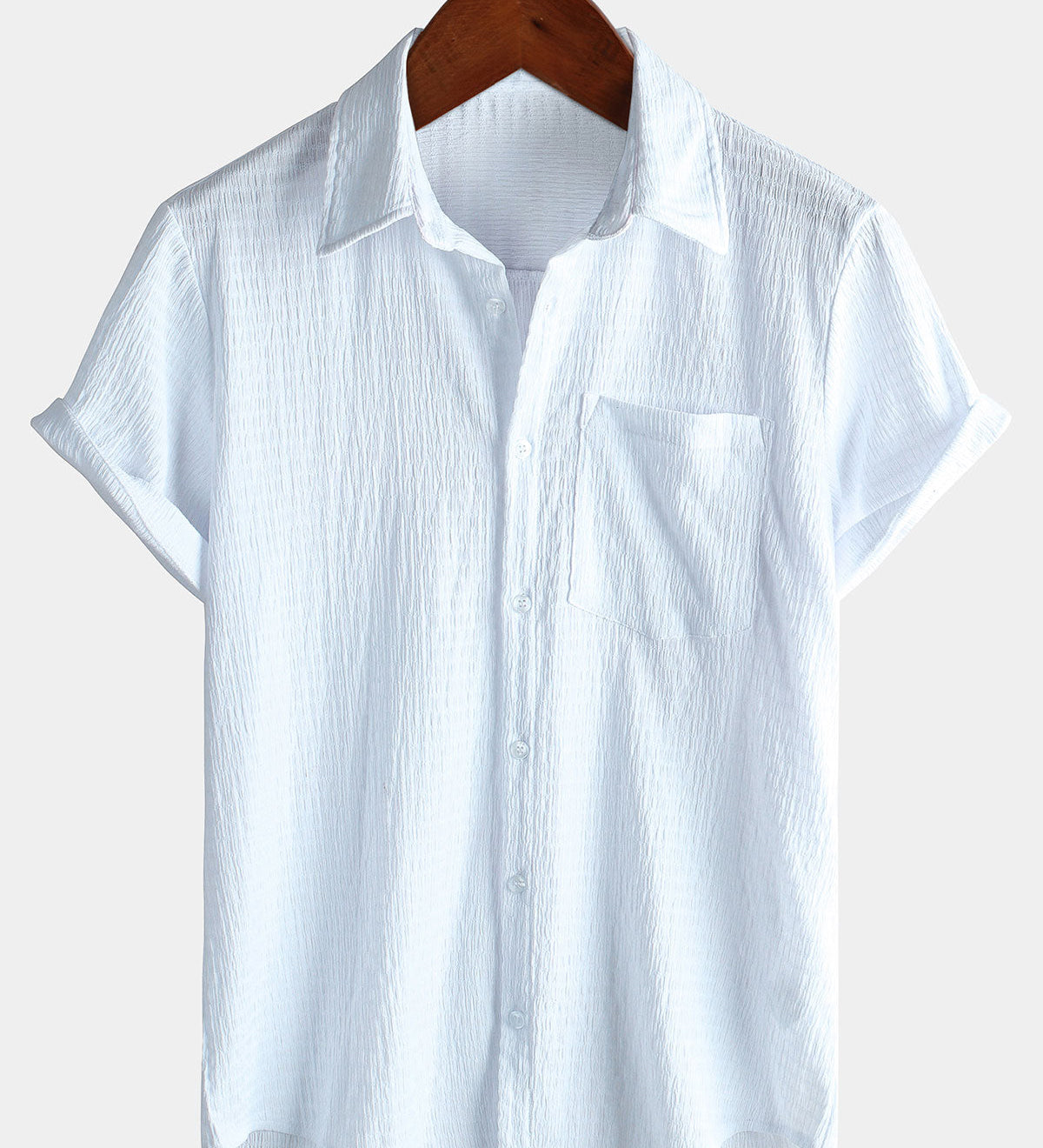 Men's Summer Solid Colour Pocket Casual Short Sleeve Shirt