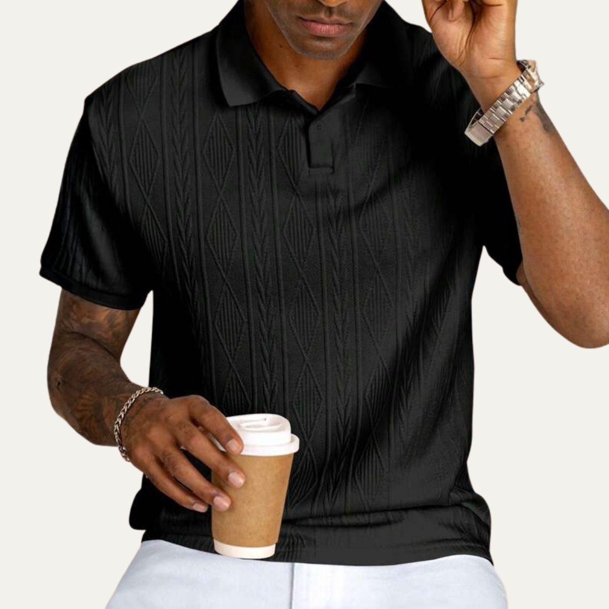 The Ridgebrook Men’s Textured Button-Up Casual Polo Shirt