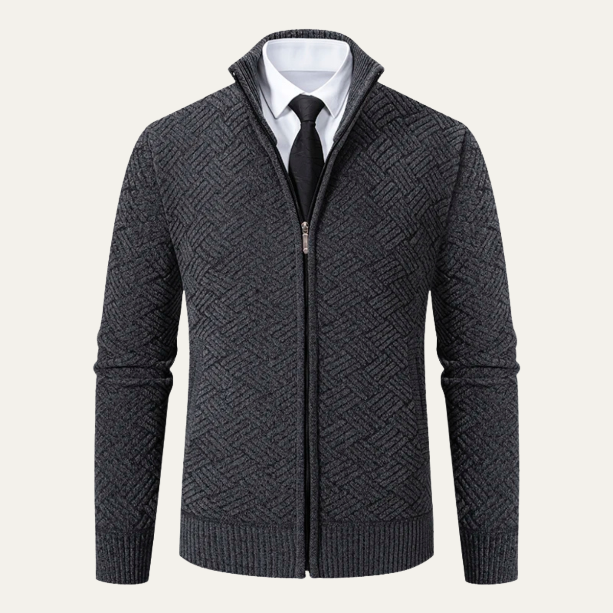 The Brackenridge Men’s  Warm Fleece Lined Thick Knitted Full Zip Jacket