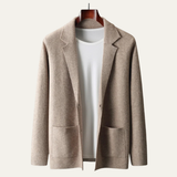 The Huntley Men's Soft Suit Collar Merino Wool Knit Cardigan