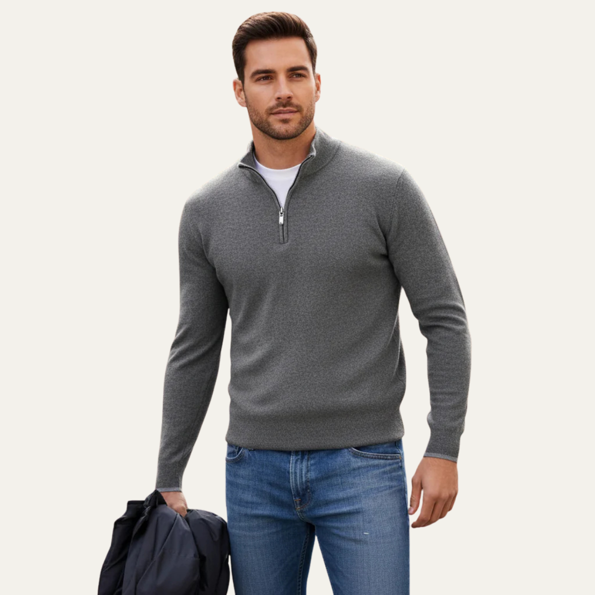 The Carver Men’s Soft Knit Casual Half Zip Cotton Sweater