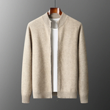 The Maplecrest Men's Merino Mock Neck Cashmere Zip-Up Cardigan