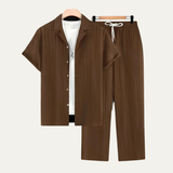 The Dervio Men’s Linen Two Piece Set – Lightweight Button-Up Shirt & Relaxed Trousers