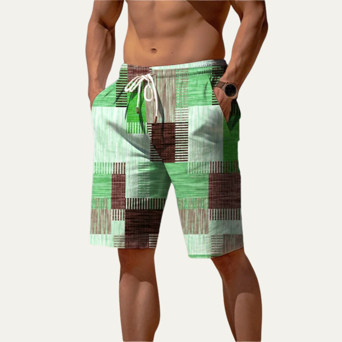 The Stratford Men’s Casual Drawstring Checked Summer Shorts