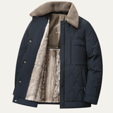 The Lacco Ameno Men’s Fur Lined Quilted Winter Jacket with Sherpa Collar