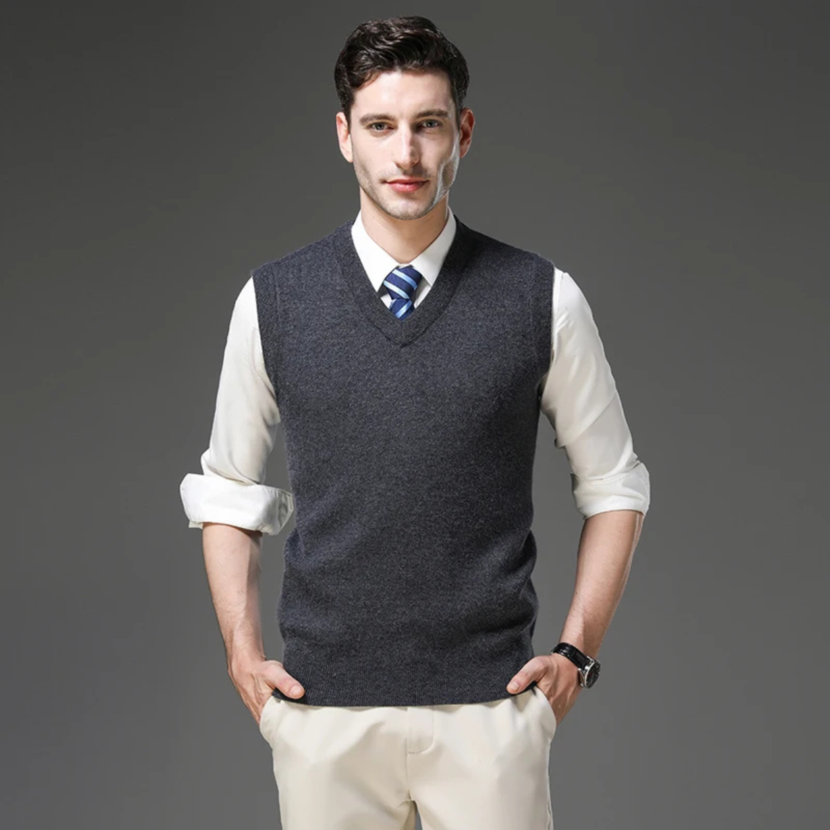 The Castellina Men’s Soft Anti-Pilling V-Neck Knitted Vest