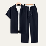 The Dervio Men’s Linen Two Piece Set – Lightweight Button-Up Shirt & Relaxed Trousers
